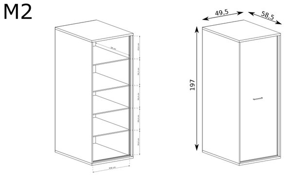 Aldabra Mediolan M-2 gardróbszekrény, hikora fa
