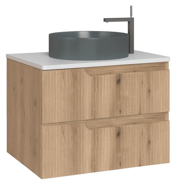 Piramida EURIDIKA fali fürdőszobabútor - mosdópult mosdó nélkül -2 fiókos - PINO TÖLGY - 75 x 48 x 53 cm
