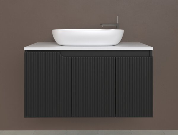 Piramida EURIDIKA fali fürdőszobabútor - mosdópult mosdó nélkül -3 ajtós - PINO FEKETE -100x48x53 cm