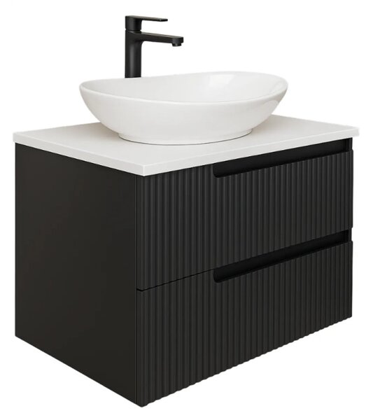 Piramida EURIDIKA fali fürdőszobabútor - mosdópult mosdó nélkül-2 fiókos-PINO FEKETE-75 x 48 x 53 cm