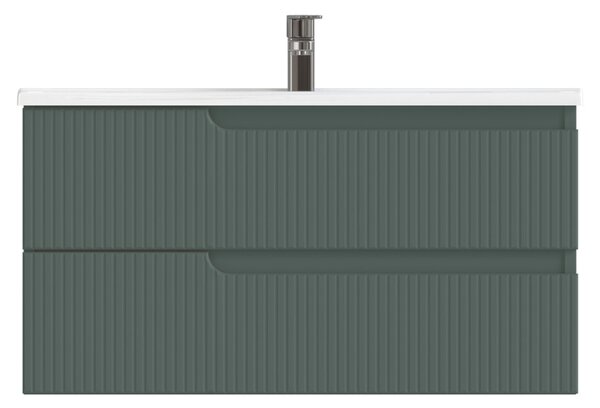 Piramida EURIDIKA fali fürdőszobabútor - műmárvány mosdóval -2 fiókos - PINO ZÖLD - 100 x 48 x 53 cm
