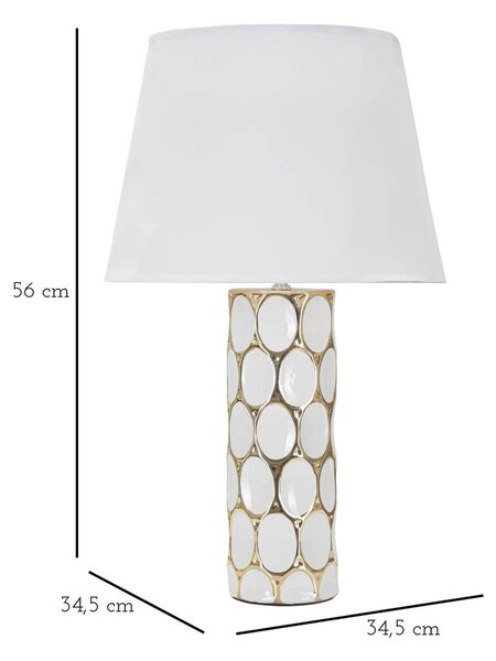 Fehér-aranyszínű kerámia asztali lámpa textil búrával (magasság 56 cm) Glam Carv – Mauro Ferretti