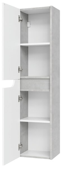 Piramida BETA fali fürdőszoba - állószekrény - FEHÉR-SZÜRKE - 35 x 150 x 30 cm