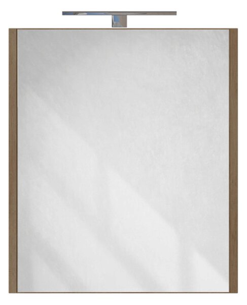 Piramida AKVA Tükrös fürdőszobai szekrény - LED világítással - FEHÉR-TÖLGY - 60 x 69 x 15 cm