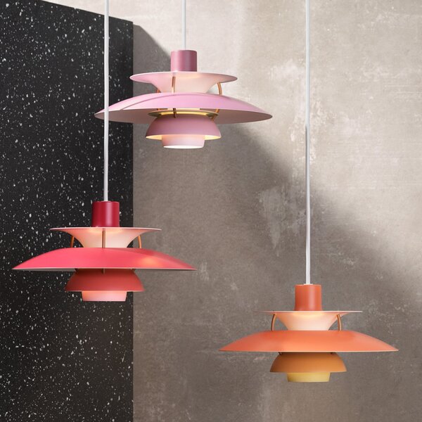 Függőlámpa Louis Poulsen, PH 5 Mini, dimmable, Rózsaszín / Rosé, Nappali, Fém, Dizájn