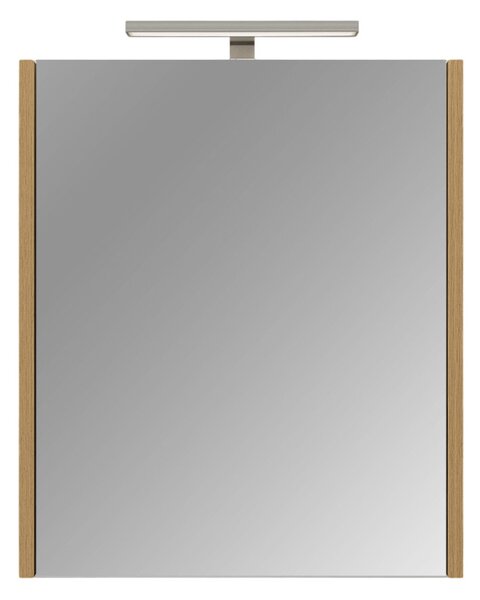Piramida AKVA Tükrös fürdőszobai szekrény - LED világítással - FEHÉR-TÖLGY - 60 x 69 x 15 cm