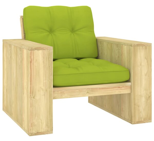 VidaXL impregnált fenyőfa kerti szék élénkzöld párnákkal