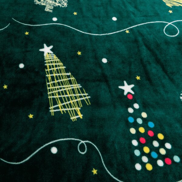 Mikroplüss ágyneműhuzat szett CHRISTMAS DRIFT zöld + Mikroplüss lepedő SOFT 90x200 cm fehér, egyszemélyes
