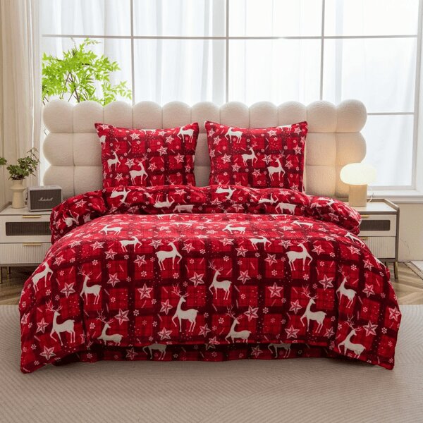 Mikroplüss ágyneműhuzat VELVET CHRISTMAS piros Ágyneműhuzat mérete: 70 x 90 cm | 140 x 200 cm