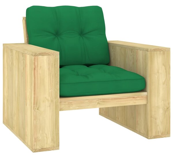 VidaXL impregnált fenyőfa kerti szék zöld párnákkal
