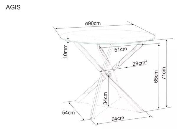 AGIS kerek étkezőasztal fehér márvány 90 cm