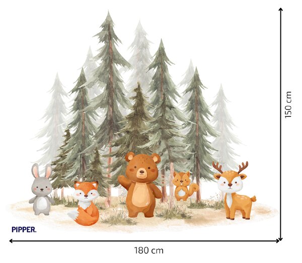 PIPPER. Textil falmatrica "Erdő állatokkal 2" Méret: 72x60cm
