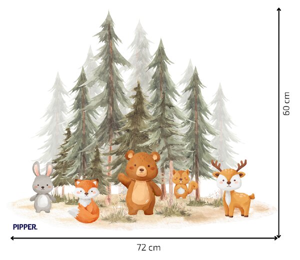 PIPPER. Textil falmatrica "Erdő állatokkal 2" Méret: 72x60cm