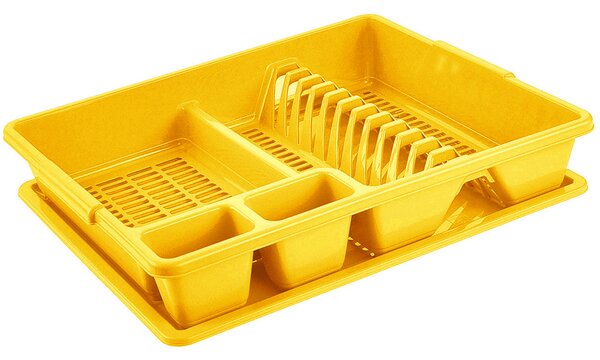 Műanyag edényszárító tálcával 47cm - sárga