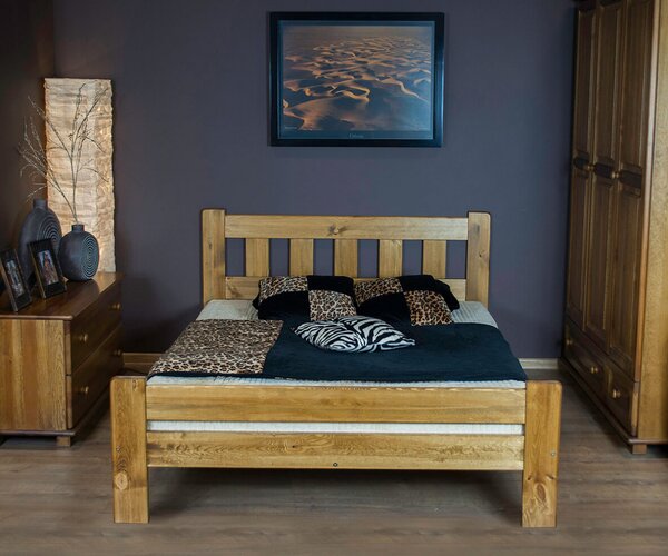 Fenyőfa ágy Greta 160x200 cm, tölgy színben
