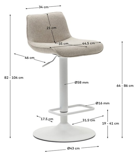 Bézs bárszék szett 2 db-os 103 cm Zenda – Kave Home