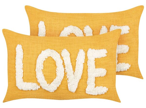 2 db díszpárna LOVE Pamut 30 x 50 cm Sárga
