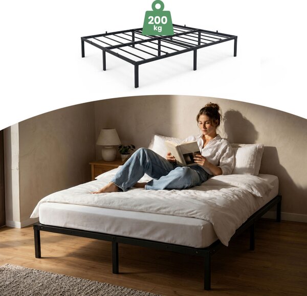 AKORD Furniture Factory Fém Ágyváz 140x190 cm Fekete Összecsukható Vendégágy