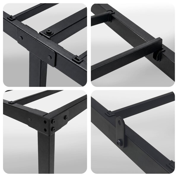 AKORD Furniture Factory Fém Ágy 100x200 cm Összecsukható Fekete 6 Lábbal és 10 Ággyal