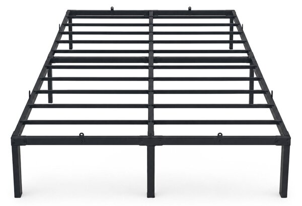 AKORD Furniture Factory Fém Ágyváz 140x200 cm Fekete Összecsukható 9 Lábbal és 20 Léccel