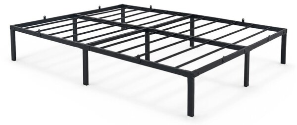 AKORD Furniture Factory Fém Ágyváz 140x200 cm Fekete Összecsukható 9 Lábbal és 20 Léccel