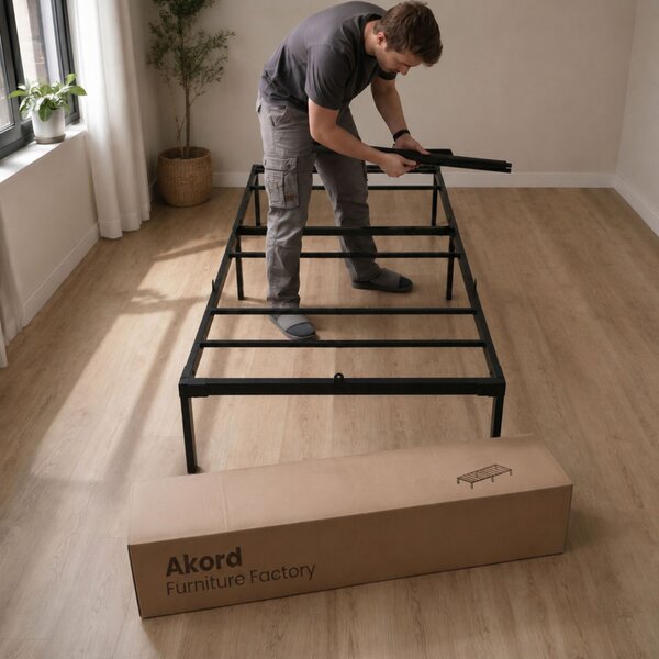 AKORD Furniture Factory Fém Ágy 100x200 cm Összecsukható Fekete 6 Lábbal és 10 Ággyal
