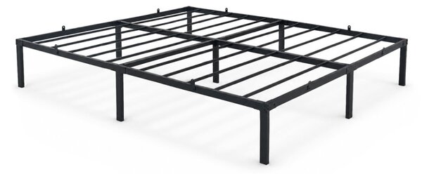 AKORD Furniture Factory Fém Ágy Keret 160x200 cm Fekete Összecsukható 9 Lábbal és 20 Léccel