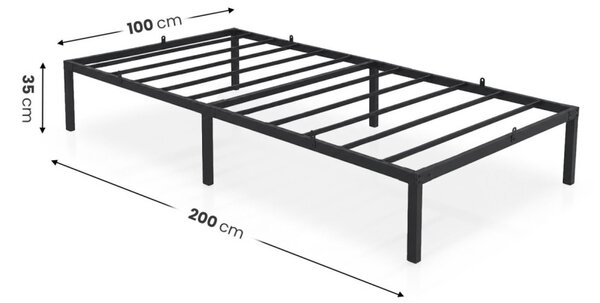 AKORD Furniture Factory Fém Ágy 100x200 cm Összecsukható Fekete 6 Lábbal és 10 Ággyal