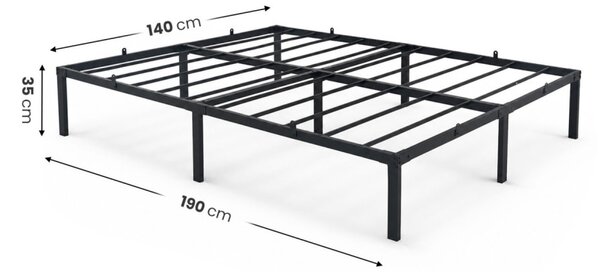 AKORD Furniture Factory Fém Ágyváz 140x190 cm Fekete Összecsukható Vendégágy