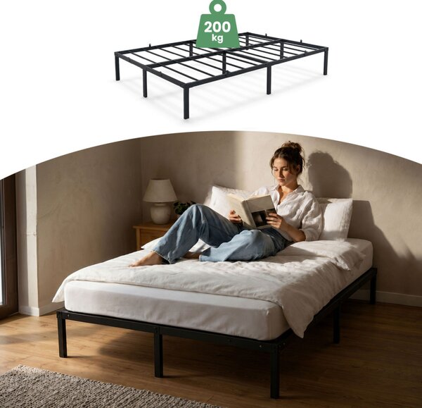 AKORD Furniture Factory Fém Ágyváz 120x200 cm Összecsukható Fekete 9 Lábbal és 20 Ágyléccel