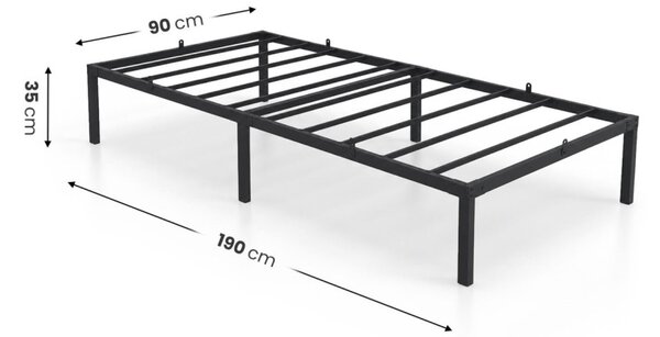 AKORD Furniture Factory Egyszemélyes Fém Ágy Fekete Összecsukható 90x190 cm