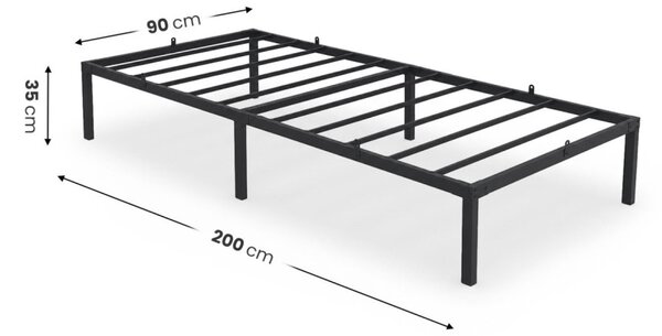 AKORD Furniture Factory Fém Ágy Keret Fekete Összecsukható 90x200 cm