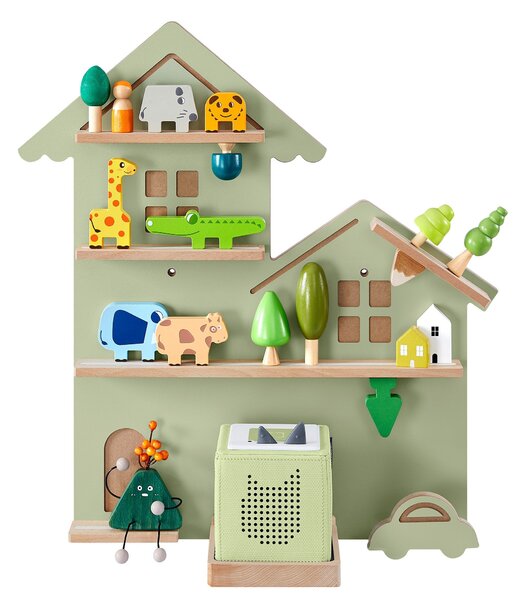Toniebox polc, fali polc 35 figurának, gyermek polc, zöld