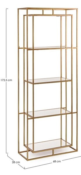 Aranyszínű acél könyvespolc 68x172,5x28 cm Elenor – Bizzotto