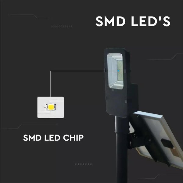 V-TAC napelemes utcai LED lámpa, térvilágító lámpatest 50W természetes fehér - SKU 5502