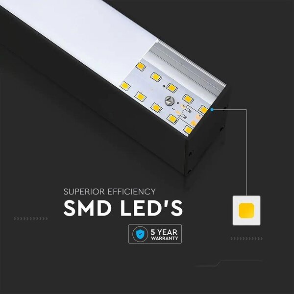 V-TAC fekete mennyezetre függeszthető lineáris LED lámpa 120cm 40W hideg fehér - SKU 21600