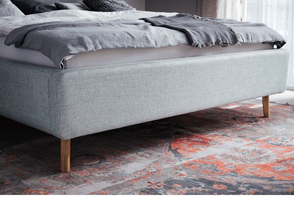 Szürkéskék kárpitozott ágyneműtartós franciaágy ágyráccsal 180x200 cm Lotte – Meise Möbel