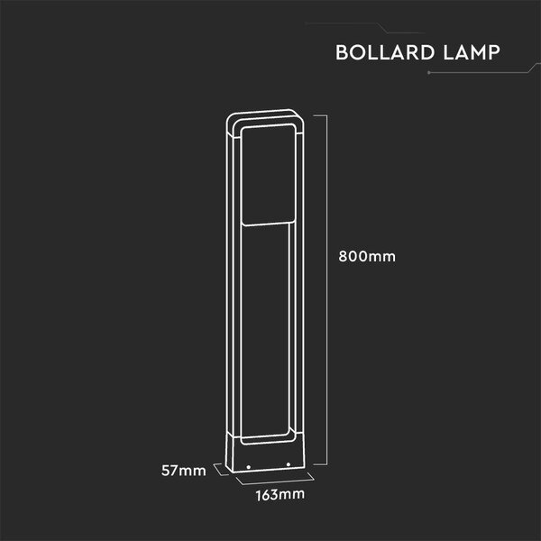 V-TAC 10W kültéri LED lámpa oszlop 80 cm, természetes fehér, fehér házzal - SKU 2120117