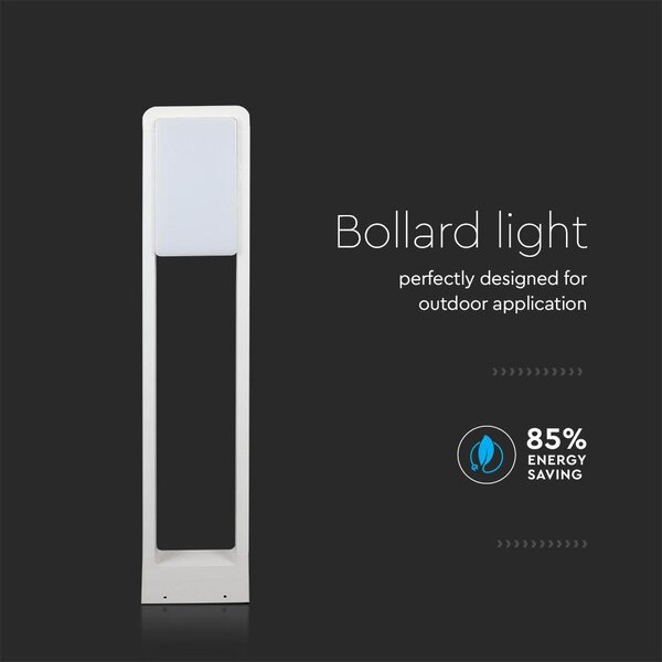 V-TAC 10W kültéri LED lámpa oszlop 80 cm, természetes fehér, fehér házzal - SKU 2120117