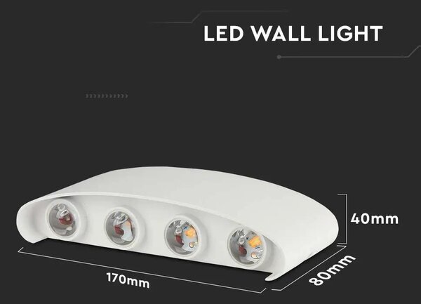 V-TAC 7W kültéri homokfehér fali LED lámpa meleg fehér - SKU 218617