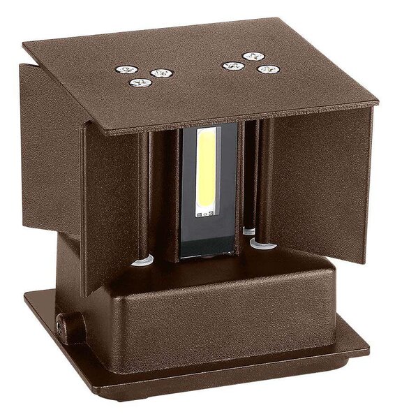 V-TAC 11W kültéri, Corten barna, szögletes, fali LED lámpa meleg fehér, 120 Lm/W - SKU 6820