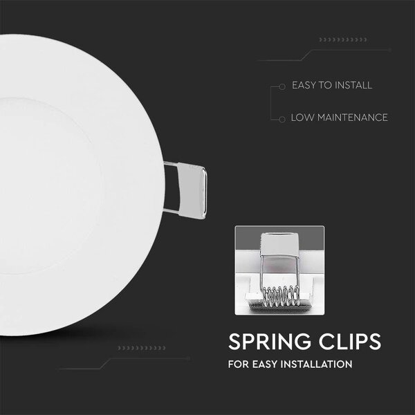 V-TAC süllyeszthető kerek fémházas LED panel 3W meleg fehér - SKU 216292