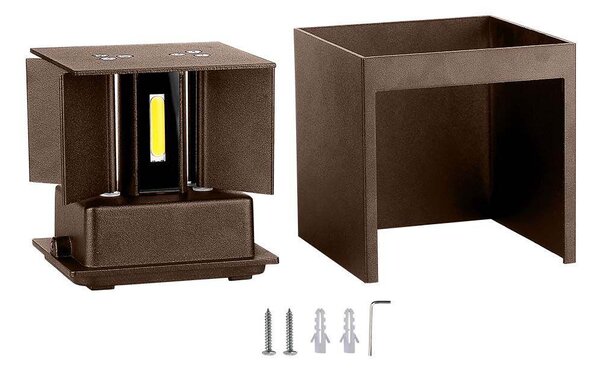 V-TAC 11W kültéri, Corten barna, szögletes, fali LED lámpa meleg fehér, 120 Lm/W - SKU 6820