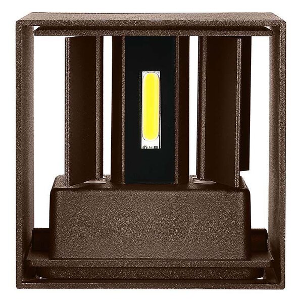 V-TAC 11W kültéri, Corten barna, szögletes, fali LED lámpa meleg fehér, 120 Lm/W - SKU 6820