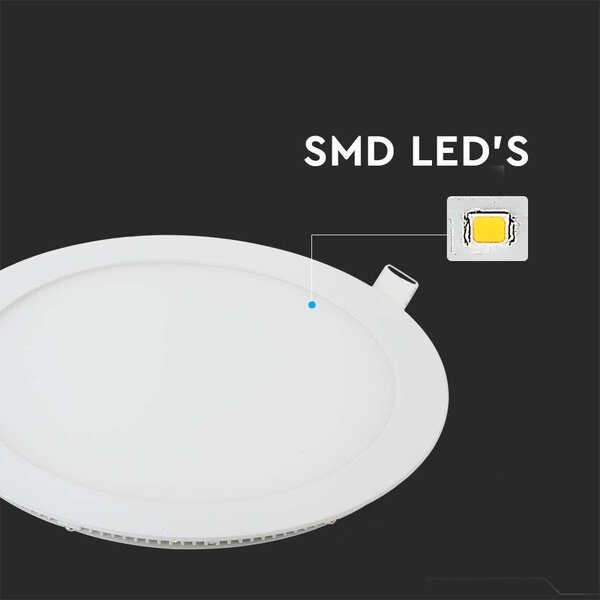 V-TAC süllyeszthető kerek fémházas LED panel 6W meleg fehér - SKU 214854