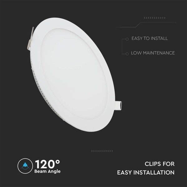 V-TAC süllyeszthető kerek fémházas LED panel 6W meleg fehér - SKU 214854