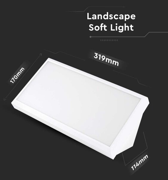 V-TAC Landscape 20W kültéri fali LED lámpa természetes fehér, fehér házzal, 100 Lm/W - SKU 6817