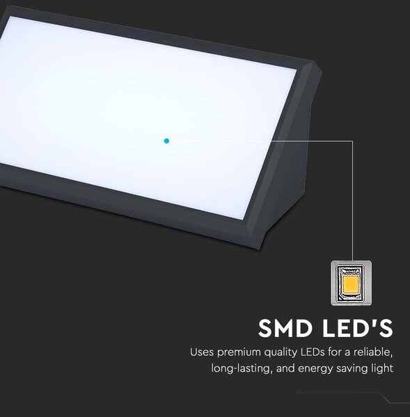V-TAC Landscape 20W kültéri fali LED lámpa természetes fehér, fekete házzal, 100 Lm/W - SKU 6811
