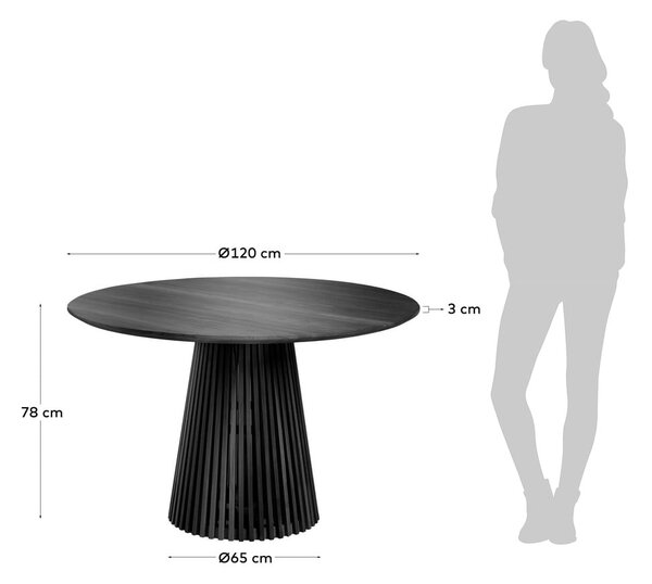 Fekete mindifa kerek étkezőasztal ø 120 cm Jeanette – Kave Home