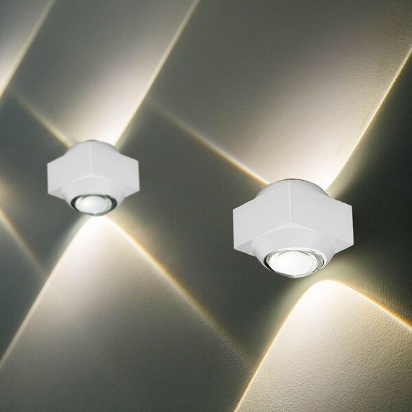 V-TAC mini 2W kültéri fali COB LED lámpa, 2 irányú szögletes, fehér házzal, meleg fehér - SKU 23029